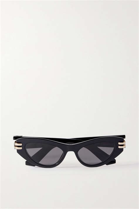 Dior Cdior B1u Cat Eye Acetate And Gold Tone Sunglasses Black Editorialist