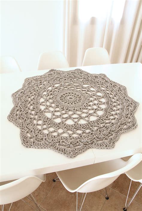 A Giant Crocheted Doily Rug For The Dining Room Table Creative