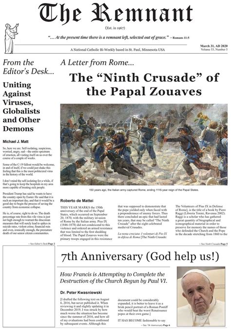 The Remnant Newspaper Francis Finally Acknowledges The Crisis