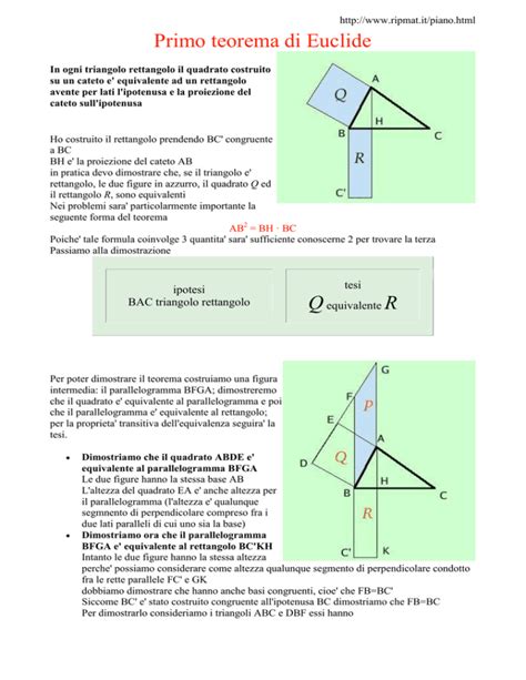 Primo Teorema Di Euclide