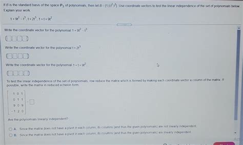 Solved If B Is The Standard Basis Of The Space P Of Chegg