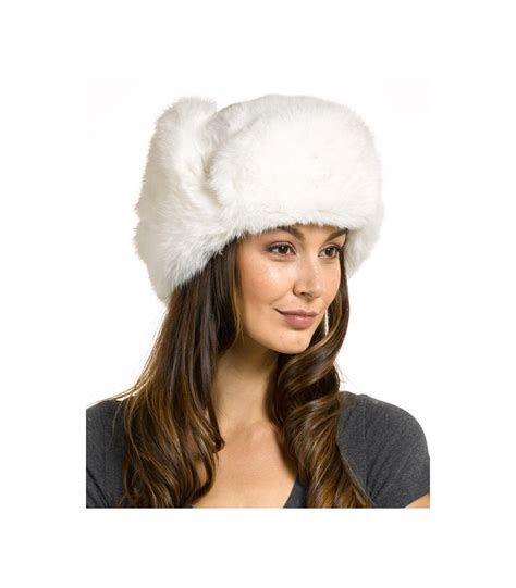 The Moscow Full Fur Rabbit Ladies Russian Hat in White: FurHatWorld.com