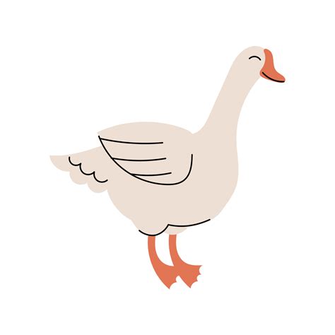 Cute goose . Cartoon farm animals. Simple vector flat 7533809 Vector ...