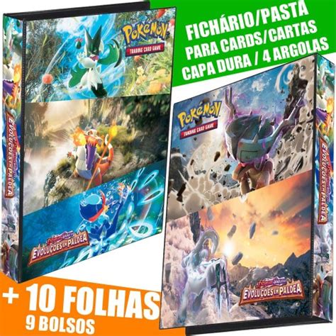 Pasta Fichário Capa Dura Pokémon Escarlate E Violeta Evoluções Em