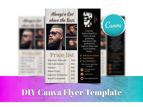 Barbershop Flyer Barbershop Template Diy Canva Hair Salon Template