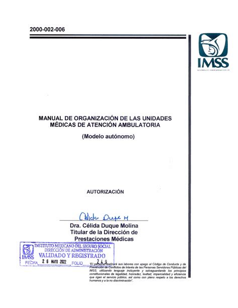 2000 002 006 Manual DE Organizacion DE LAS Unidades Medicas DE Atencion