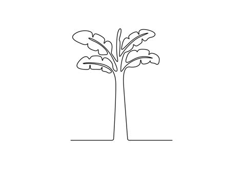 Banana tree in one continuous line drawing digital illustration ...