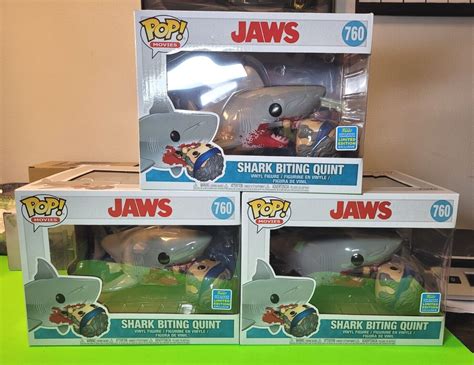 Funko Pop Jaws Shark Biting Quint Sdcc Exclusive Case Fresh