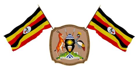 Premium Photo | Flag and the coat of arms of Uganda Background for ...