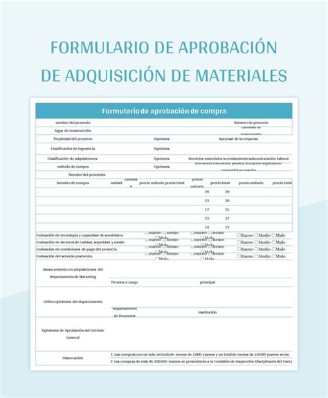 Plantilla De Formato Excel Formulario De Aprobaci N De Adquisici N De