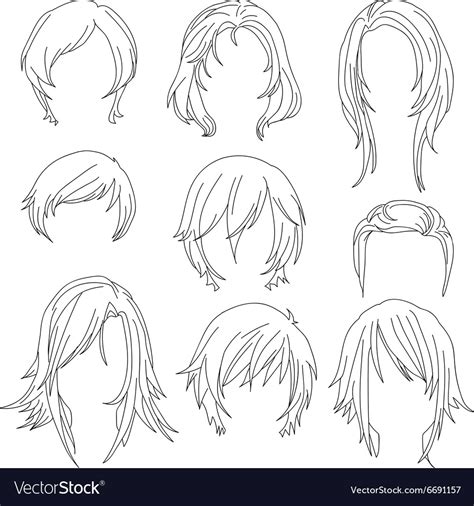 hair styling  woman drawing set  royalty  vector