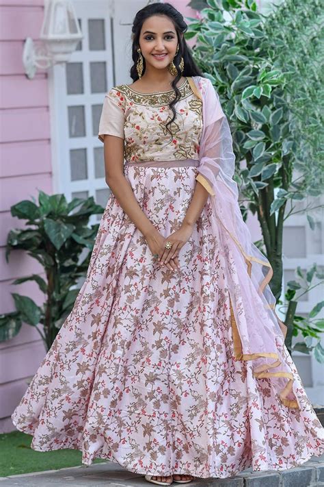 Buy Ethnic Wears Silk Light Pink Anarkali Suit LSTV07085