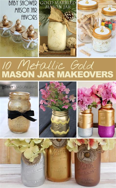 Crafts With Jars Metallic Gold Mason Jars