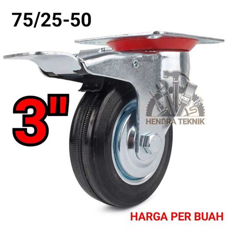 Jual RODA KARET REM HIDUP 3 RODA TROLI 3 INCI RODA HIDUP REM 3 INCH 75