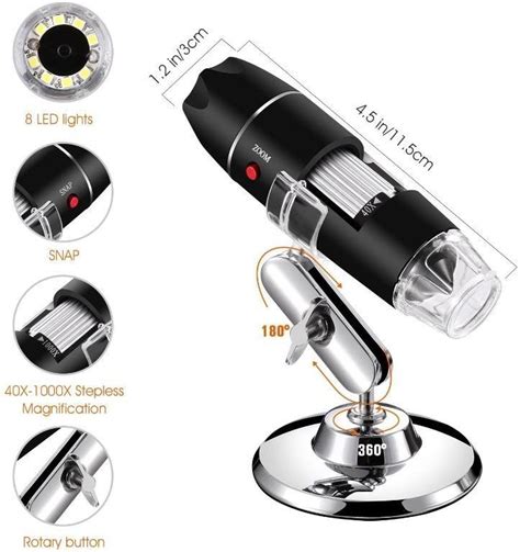 Bysameyee Usb Digital Microscope X To X Led Magnification