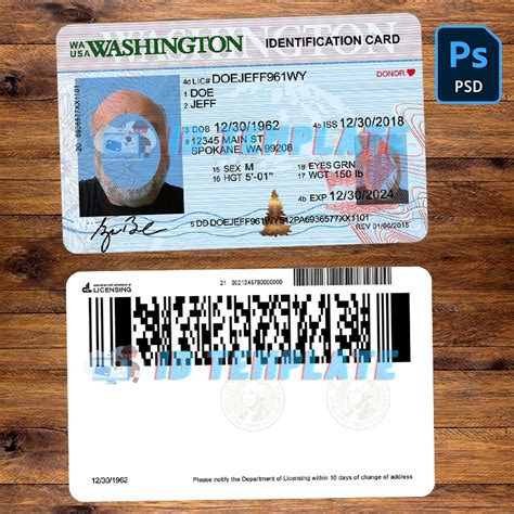 Washington ID Card PSD Template New 1200DPI | Driving license Template