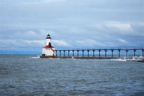 The Lake Michigan lighthouse in Michigan City, Indiana - Down the Road