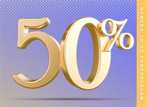 Premium Psd 50 Number Percentage 3d Gold