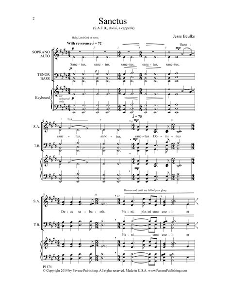 Sanctus By Jesse Beulke Sheet Music For Satb Choir At Sheet Music Direct