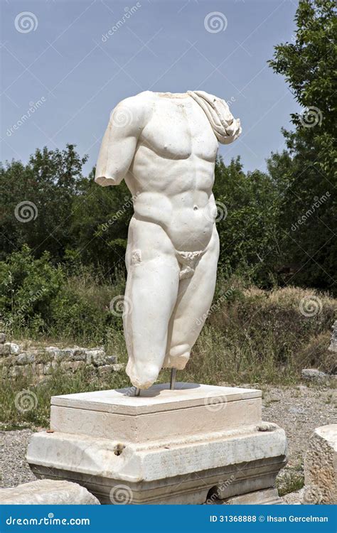 Collosal Torso Of Naked Male God In Hadrian Bath Of Aphrodisias Stock