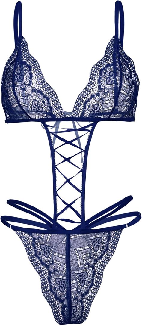 Amazon Beausom Lingerie For Women Strappy Teddy One Piece Deep V Lace Babydoll Bodysuit