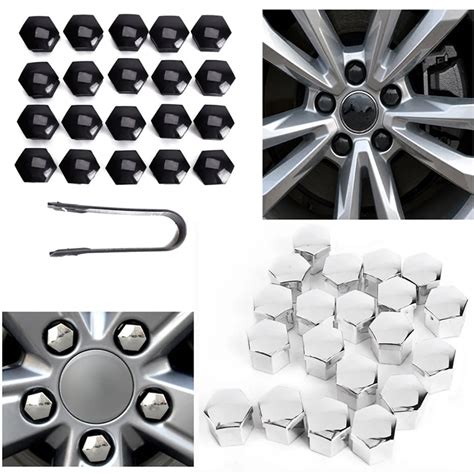 Universal 20pcs 17 19mm Car Wheel Chrome Nut Covers Bolt Caps With