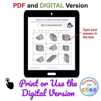 Volume Of Cubes And Prisms Maze Riddle Coloring Page Print Digital