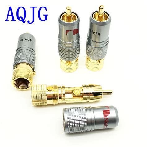 Pcs Nakamichi Mm Gold Plated Rca Plug Locking Non Solder Plug Rca