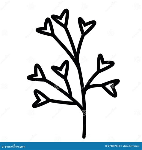 Hand Drawn Herbal Floral Clipart One Line Doodle Vector Stock Vector