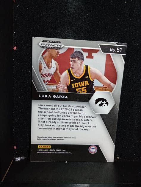 Luka Garza Rookie Card 51 2021 Panini Prizm Draft Picks Iowa Detroit