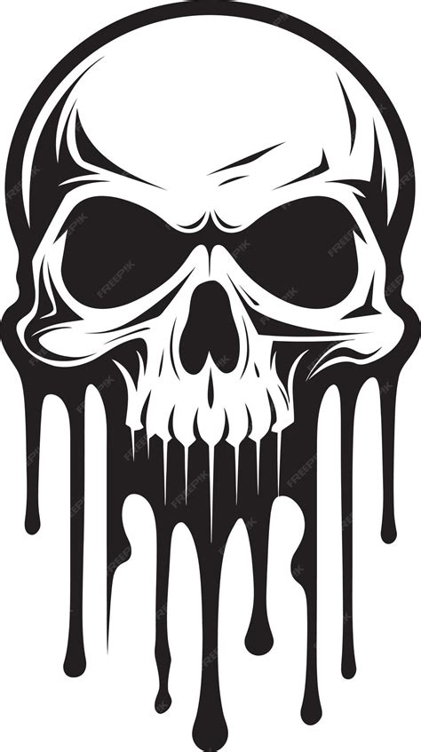 Obsidian Ooze Vector Skull Dripping Black Slime Dystopian Drip Melting