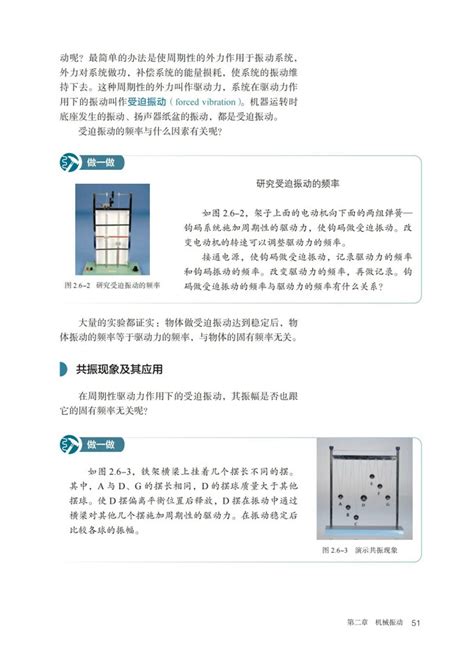 6 受迫振动 共振 人教版高中物理选择性必修第一册2019年审定 中学课本网