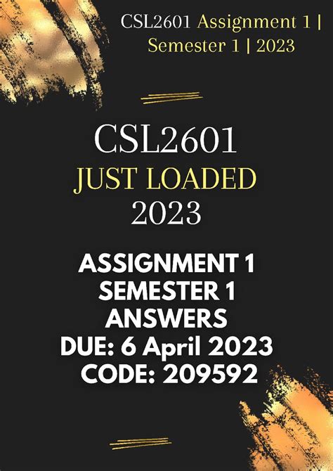 CSL2601 Assignment 1 Guided Solutions Semester 1 2023 StudyPass