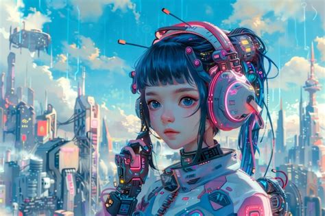 Premium Photo Futuristic Cyberpunk Cityscape With Female Character In