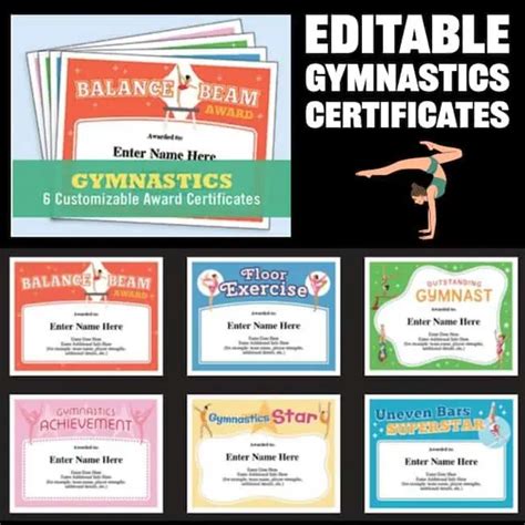 Editable Gymnastics Certificates Award Templates For Gymnasts