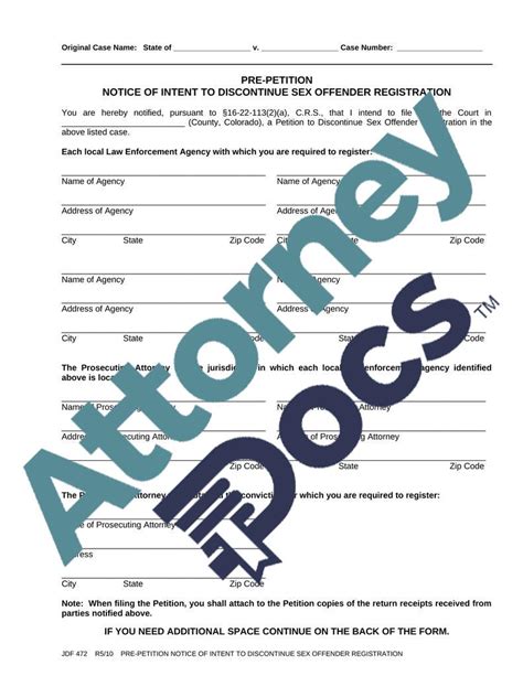 Jdf Pre Petition Notice Of Intent To Discontinue Sex Offender