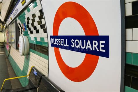 A Russell Square Tube Station Sign on the Wall of a Russell Square Tube ...