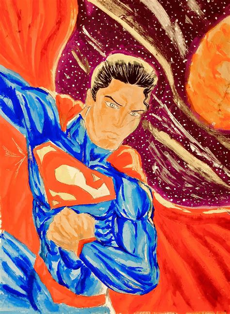 Superman Flying In Space Cartoon