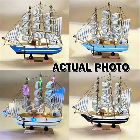 Amaia Wooden Sailing Ship Mediterranean Style Home Decoration