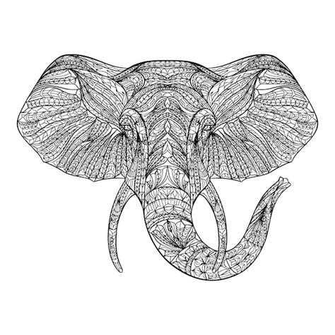 Handgezeichnetes Tier Elefant Mandala Illustration Premium Vektor