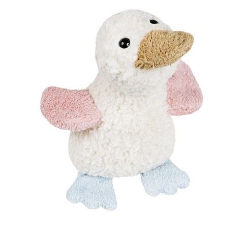 Doudou Peluche Efie Petit Canard Naturel Rose Bleu Coton Bio Ekobutiks