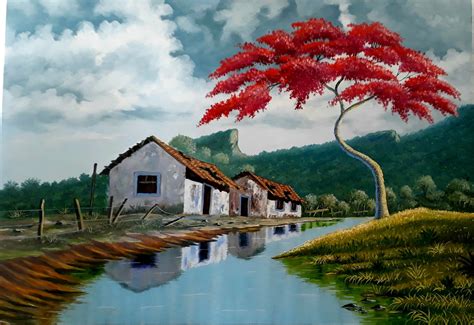 Paisagem Pintura Em Tela