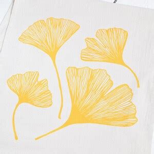 Ginkgo Leaf Tea Towel Organic Cotton Ginkgo Biloba Screen Printed