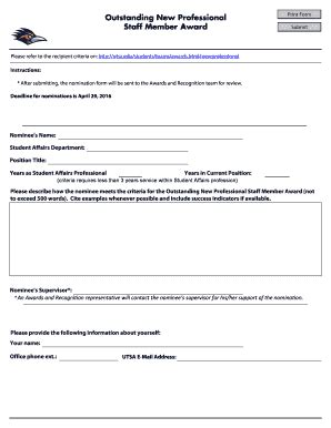 Fillable Online Utsa Link To Nomination Form Fax Email Print PdfFiller