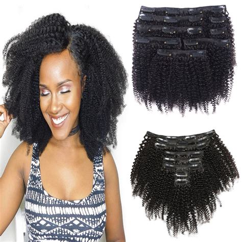 Afro Kinky Curly Clip In Human Hair Extensions Seamless Clip In Hair