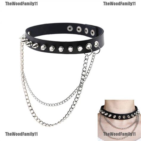 LFTH New Spike Rivet Punk Collar Necklace Goth Rock Biker Link Chain