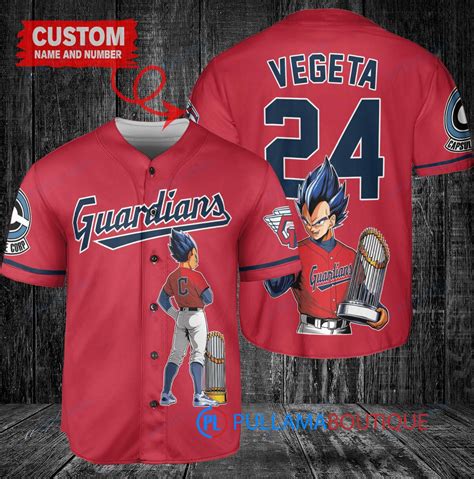 Cleveland Guardians X Vegeta Super Saiyan Baseball Jersey Red Pullama