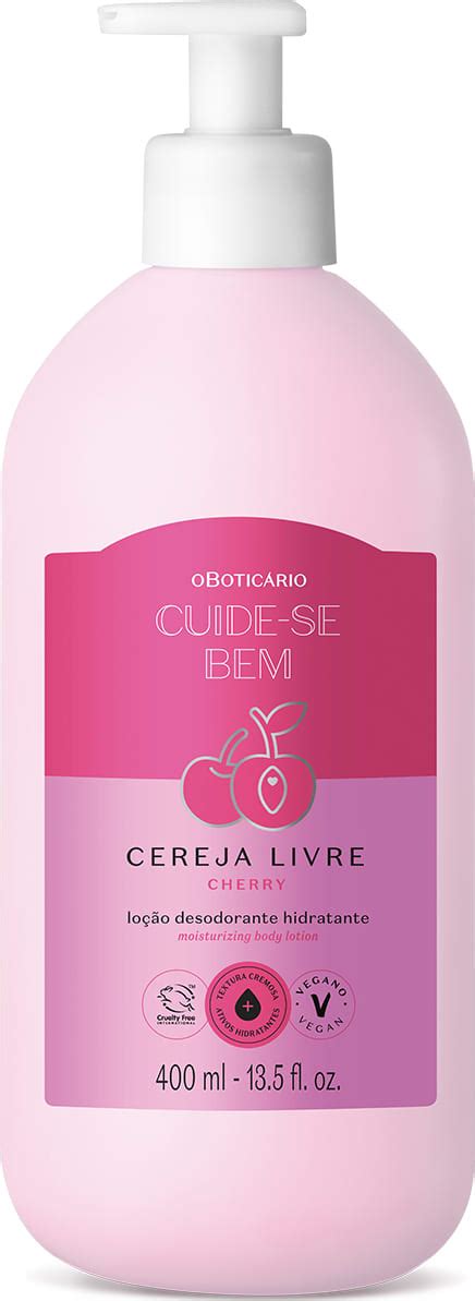 Cereja Livre O Boticario - Loção Hidratante Desodorante Corporal Cuide-se Bem Cereja Livre 400ml ...