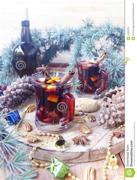 Cup Of Hot Mulled Wine For Christmas Stock Image Image Of Drinking Gourmet 47825375