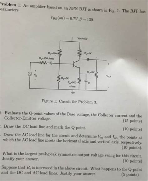 Solved Problem 1 An Amplifier Based On An NPN BJT Is Shown In Fig